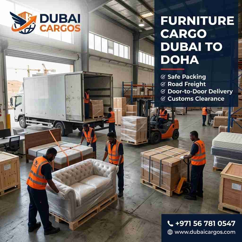 cargo from Dubai to Doha Qatar road freight truck daily service Dubai Cargos